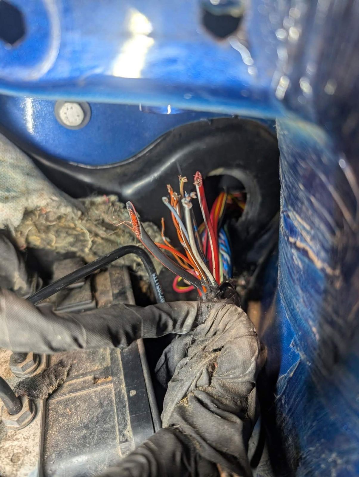 Damaged wiring found while fault finding